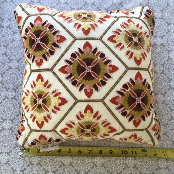 Bella Lux Embroidered Crewel Flower Decorative Pillow - Picture 6 of 8